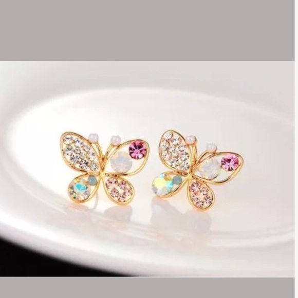 Jewelry - Butterfly crystal rhinestone earrings NEW